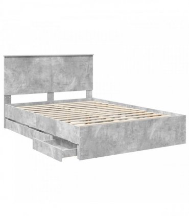 vidaXL Bed Frame with Drawer Concrete Grey 150 x 200 cm Engineer Wood