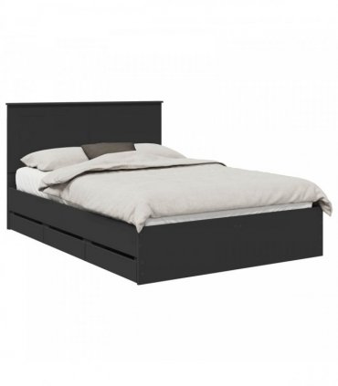vidaXL Bed Frame with Drawer Black 140 x 190 cm Engineer Wood