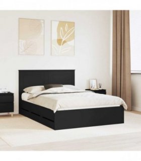 vidaXL Bed Frame with Drawer Black 140 x 200 cm Engineer Wood