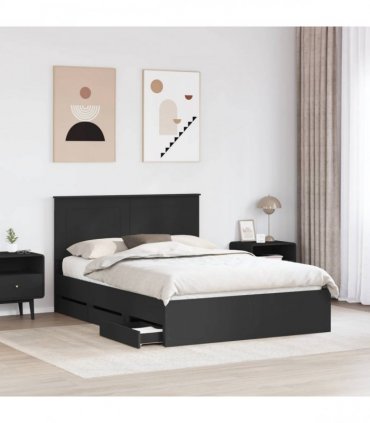 vidaXL Bed Frame with Drawer Black 140 x 200 cm Engineer Wood