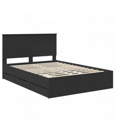 vidaXL Bed Frame with Drawer Black 140 x 200 cm Engineer Wood