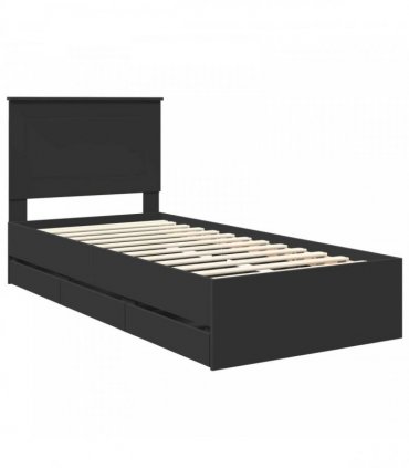 vidaXL Bed Frame with Drawer Black 75 x 190 cm Engineer Wood