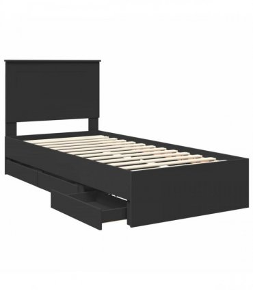 vidaXL Bed Frame with Drawer Black 75 x 190 cm Engineer Wood