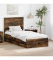 vidaXL Bed Frame with Drawer Smoked Oak 75 x 190 cm Engineer Wood