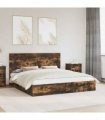 vidaXL Storage Bed with Drawer Smoked Oak 180 x 200 cm Engineered Wood