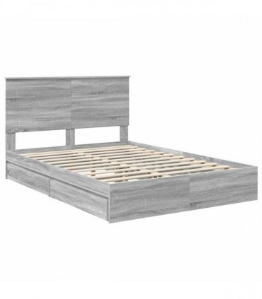 vidaXL Storage Bed Grey Sonoma 160 x 200 cm Engineered Wood
