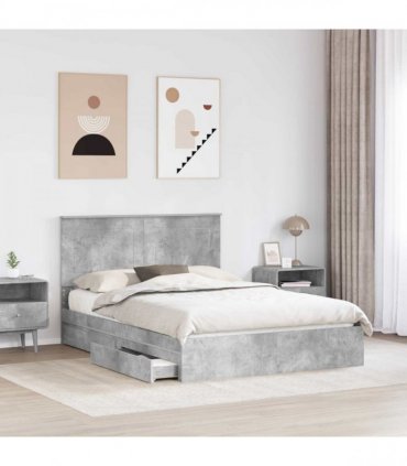 vidaXL Storage Bed Concrete Grey 150 x 200 cm Engineered Wood