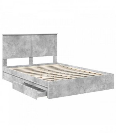 vidaXL Storage Bed Concrete Grey 150 x 200 cm Engineered Wood