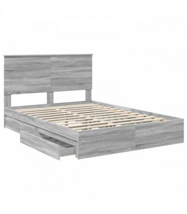 vidaXL Storage Bed Grey Sonoma 150 x 200 cm Engineered Wood