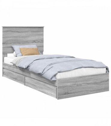vidaXL Storage Bed Grey Sonoma 100 x 200 cm Engineered Wood