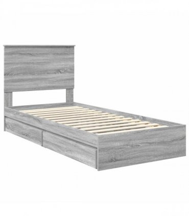 vidaXL Storage Bed Grey Sonoma 100 x 200 cm Engineered Wood