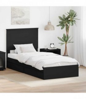 vidaXL Storage Bed Black 90 x 190 cm Engineered Wood