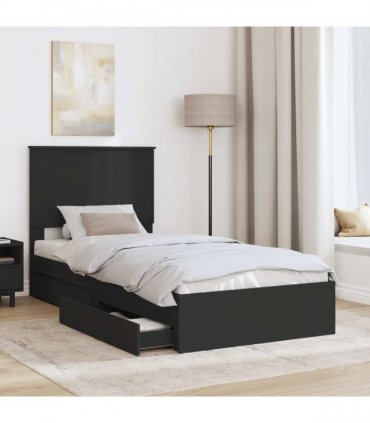 vidaXL Storage Bed Black 90 x 190 cm Engineered Wood