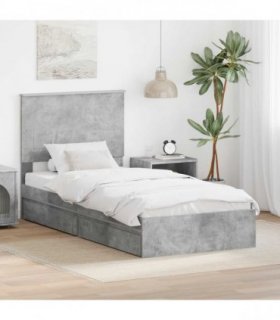 vidaXL Storage Bed Concrete Grey 90 x 190 cm Engineered Wood