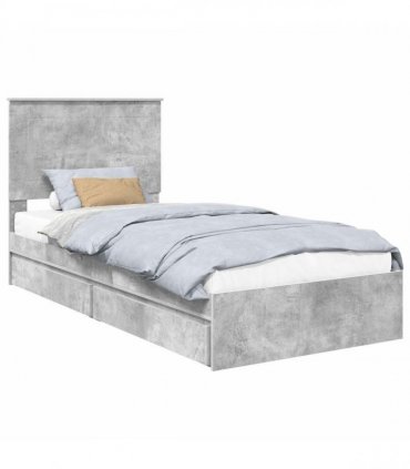 vidaXL Storage Bed Concrete Grey 90 x 190 cm Engineered Wood