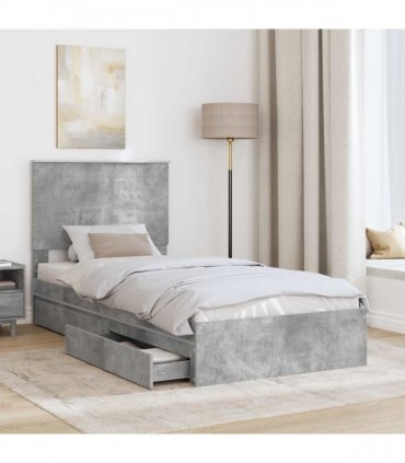 vidaXL Storage Bed Concrete Grey 90 x 190 cm Engineered Wood