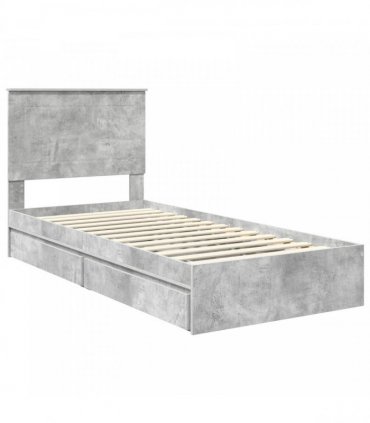vidaXL Storage Bed Concrete Grey 90 x 190 cm Engineered Wood