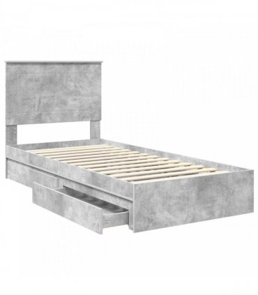 vidaXL Storage Bed Concrete Grey 90 x 190 cm Engineered Wood