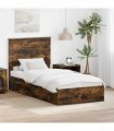 vidaXL Storage Bed Smoked Oak 90 x 190 cm Engineered Wood