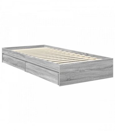 vidaXL Storage Bed Grey Sonoma 90 x 190 cm Engineered Wood