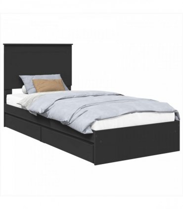 vidaXL Storage Bed Black 75 x 190 cm Engineered Wood