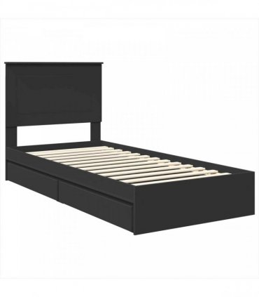 vidaXL Storage Bed Black 75 x 190 cm Engineered Wood