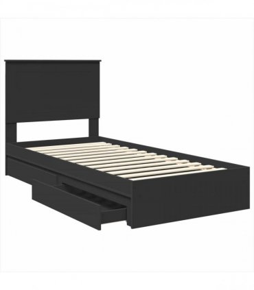 vidaXL Storage Bed Black 75 x 190 cm Engineered Wood