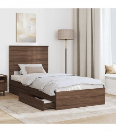 vidaXL Storage Bed Brown Oak 75 x 190 cm Engineered Wood