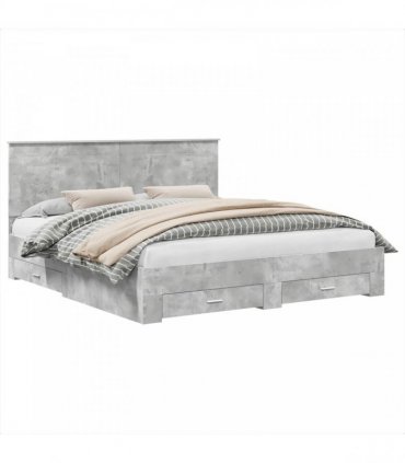 vidaXL Bed Frame Concrete Grey 200 x 200 cm Engineered Wood