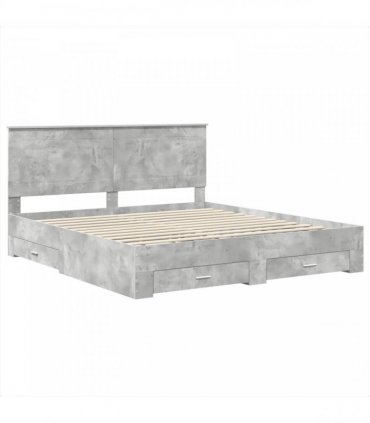 vidaXL Bed Frame Concrete Grey 200 x 200 cm Engineered Wood