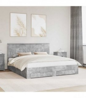 vidaXL Bed Frame Concrete Grey 180 x 200 cm Engineered Wood
