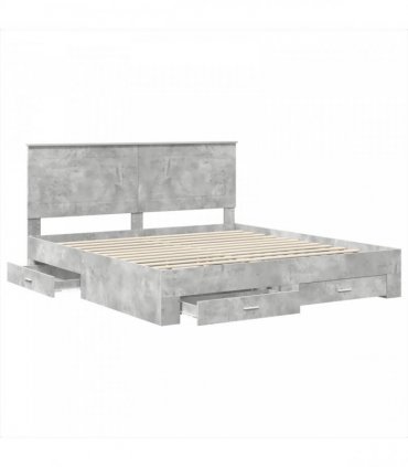 vidaXL Bed Frame Concrete Grey 180 x 200 cm Engineered Wood