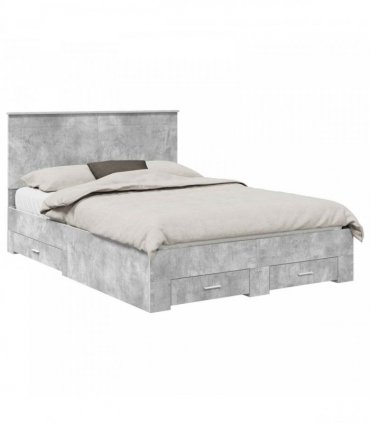 vidaXL Bed Frame Concrete Grey 160 x 200 cm Engineered Wood