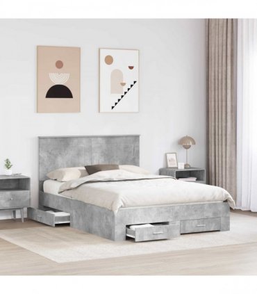 vidaXL Bed Frame Concrete Grey 160 x 200 cm Engineered Wood
