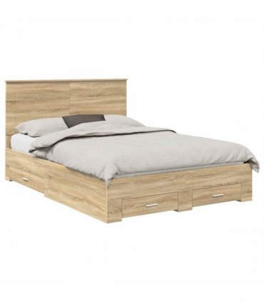 vidaXL Bed Frame with Drawer Sonoma Oak 150 x 200 cm Engineered Wood