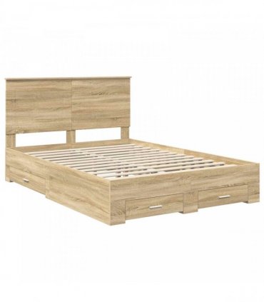 vidaXL Bed Frame with Drawer Sonoma Oak 150 x 200 cm Engineered Wood