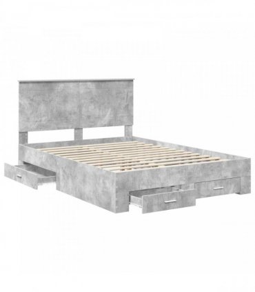 vidaXL Bed Frame Concrete Grey 140 x 190 cm Engineered Wood