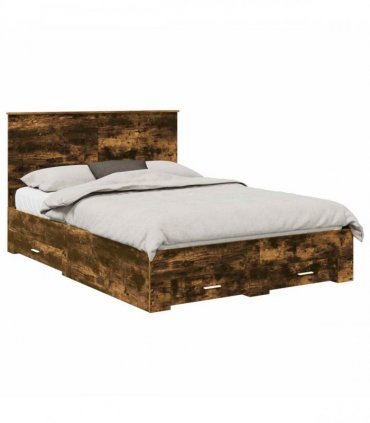 vidaXL Bed Frame Smoked Oak 140 x 190 cm Engineered Wood