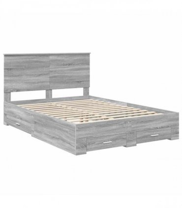 vidaXL Bed Frame Grey Sonoma 140 x 190 cm Engineered Wood