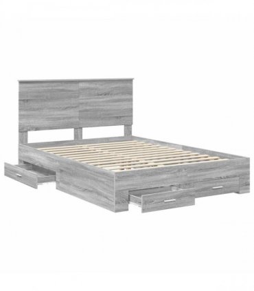 vidaXL Bed Frame Grey Sonoma 140 x 190 cm Engineered Wood