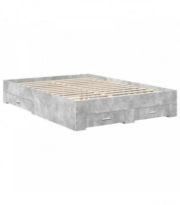 vidaXL Bed Frame Concrete Grey 140 x 200 cm Engineered Wood