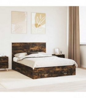 vidaXL Bed Frame Smoked Oak 140 x 200 cm Engineered Wood