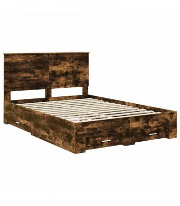 vidaXL Bed Frame Smoked Oak 140 x 200 cm Engineered Wood