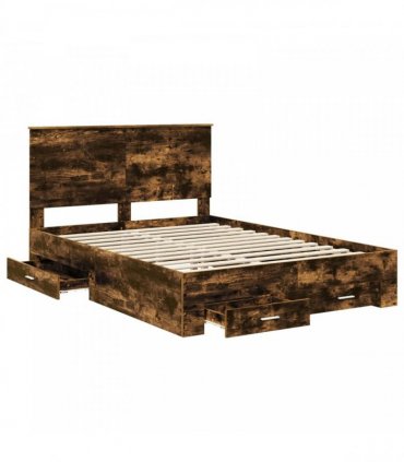 vidaXL Bed Frame Smoked Oak 140 x 200 cm Engineered Wood