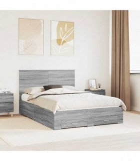 vidaXL Bed Frame Grey Sonoma 140 x 200 cm Engineered Wood