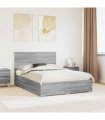 vidaXL Bed Frame Grey Sonoma 140 x 200 cm Engineered Wood