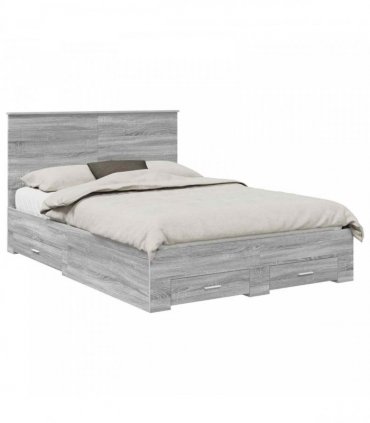 vidaXL Bed Frame Grey Sonoma 140 x 200 cm Engineered Wood