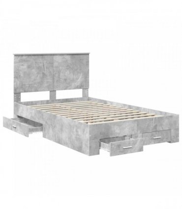 vidaXL Bed Frame Concrete Grey 135 x 190 cm Engineered Wood