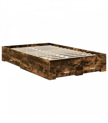 vidaXL Bed Frame Smoked Oak 135 x 190 cm Engineered Wood
