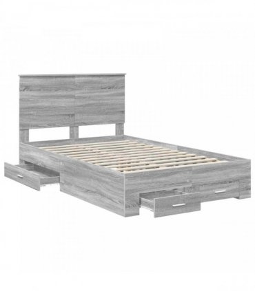 vidaXL Bed Frame Grey Sonoma 135 x 190 cm Engineered Wood